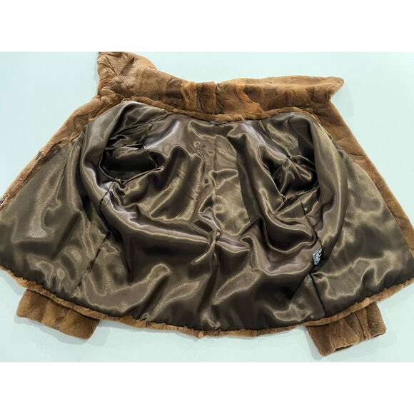 Dasco Filippidis Filippos Genuine Mink Brown Fur Cropped 3/4 sleeve Coat Sz 42 - Picture 6 of 15